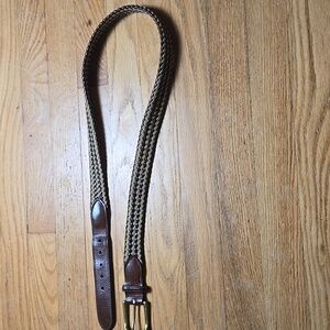 Brooks Brothers US made braided leather rope brass buckle belt, sz 38